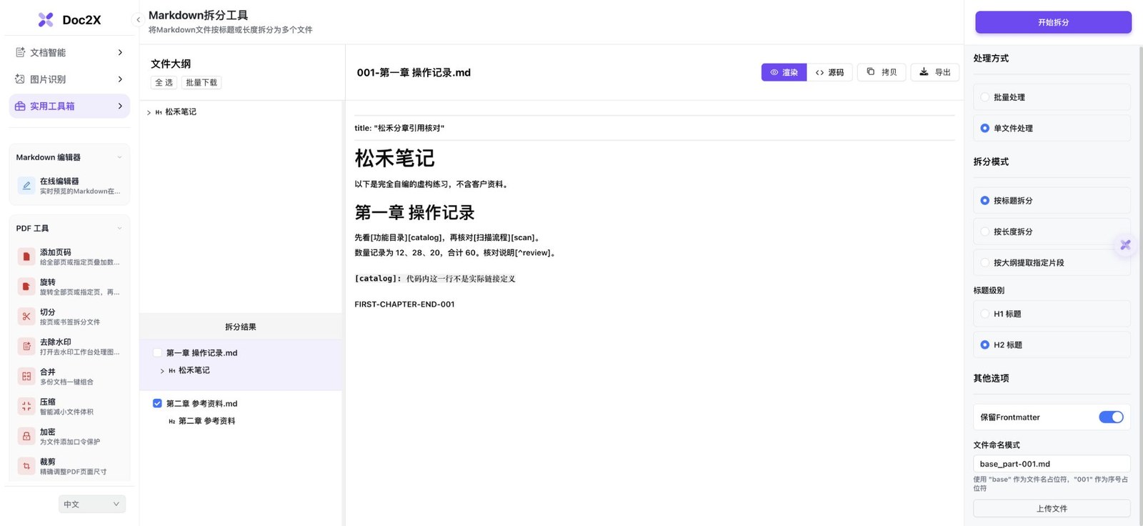 真实第一章预览,功能目录和扫描流程显示为带catalog和scan的引用文本,review脚注也未转为编号