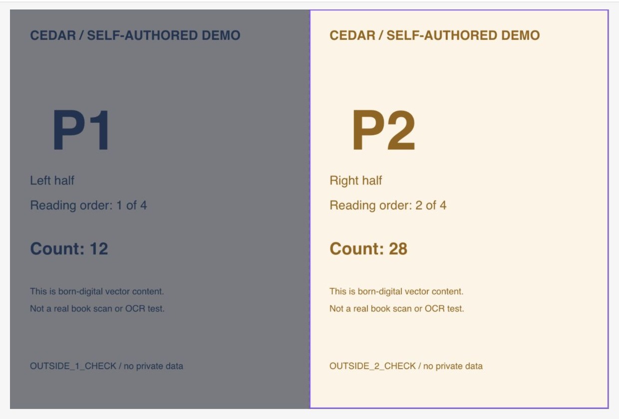 PDF裁剪实际右选框覆盖P2一侧,左P1灰色遮罩,第二页也按右侧范围保留P4