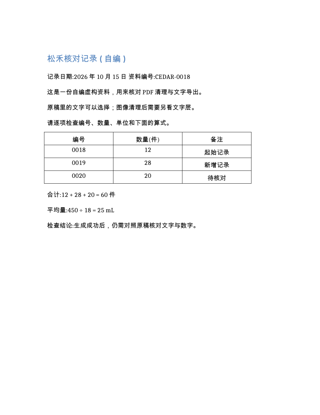 同页OCR后流式DOCX的本地LibreOffice预览,正文和表格重排,页脚说明未出现